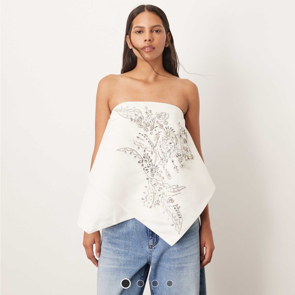 ASOS White Strapless Top with Silver Embellishments